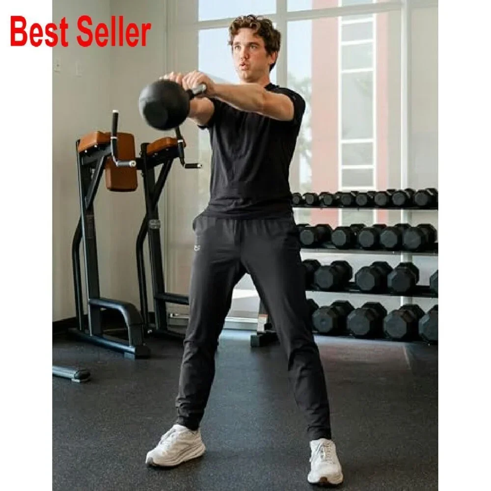 Men's Stretch Athletic Track Pants Tapered Fit Lightweight Workout Joggers